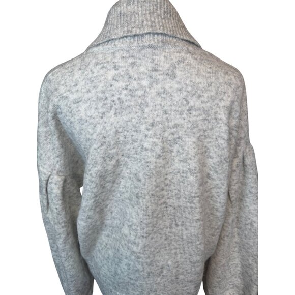 2/$30 Madewell Vinson Shawl-Collar L Pullover Sweater Heathered Stonewall Gray - Picture 11 of 14